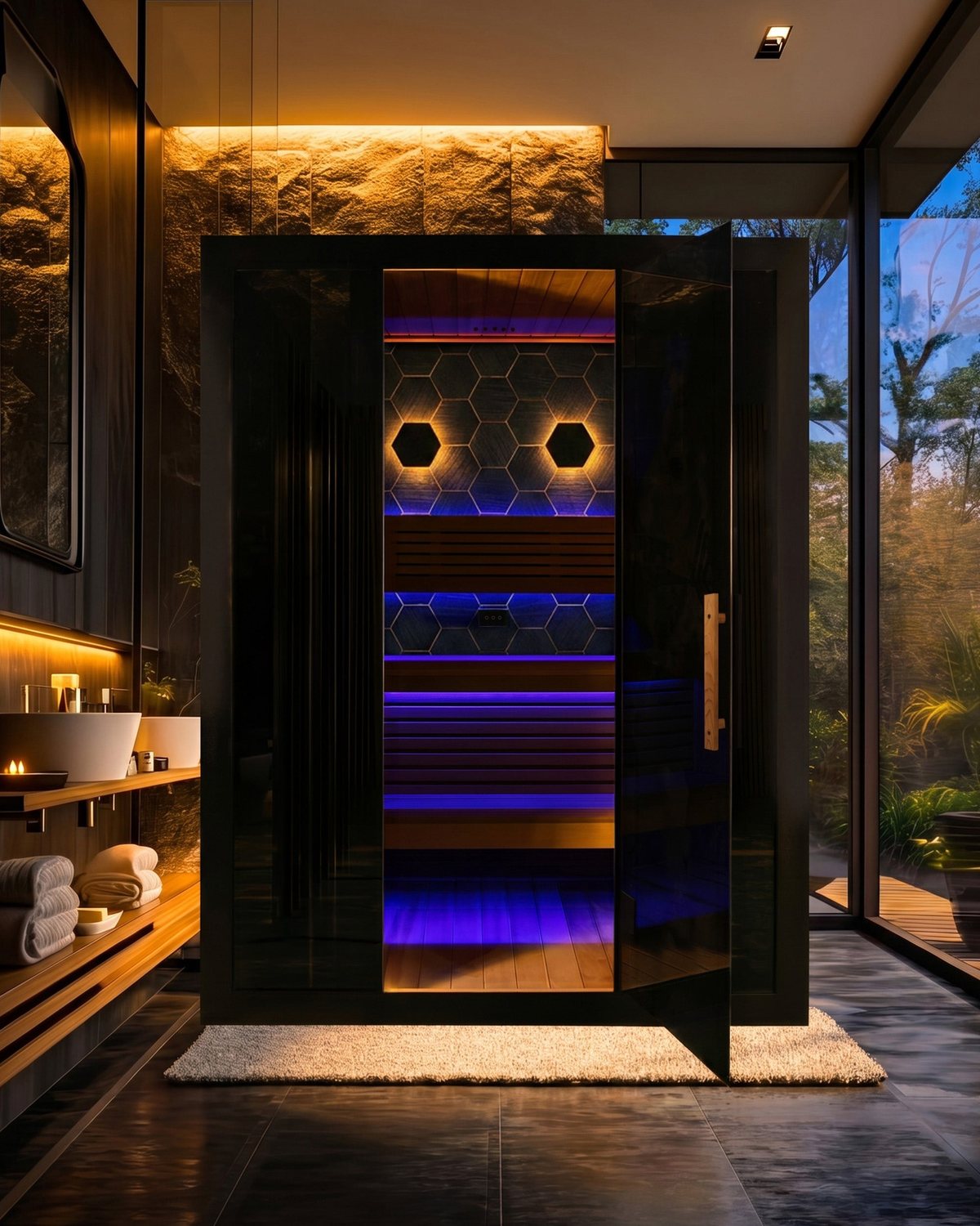 Sun Home full-spectrum infrared sauna with integrated red light therapy